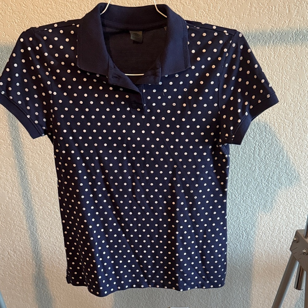 G/FORE Navy and White Polka Dot Button Down Shirt size S